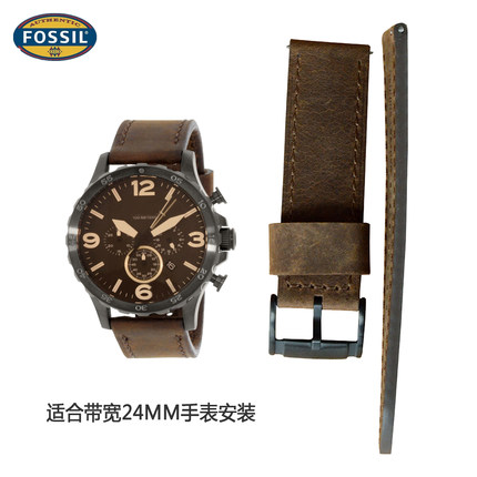 适用FOSSIL化石表带24MM男真皮手表链JR1354JR1436JR1424JR1487厚