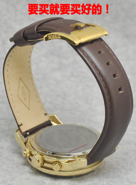 手表带小牛皮真皮男棕色20mm代用fossil手表链BQ1009金色BQ1704软