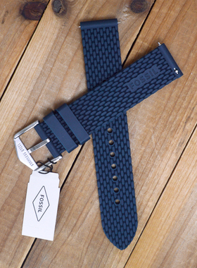 适配FOSSIL表带深蓝色硅胶橡胶18MM美度万国浪琴DW男士防汗水透气