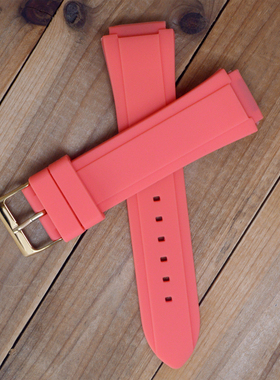 适配GUESS手表带W0775L5橙色硅胶橡胶女W0153L3特殊凹凸接口配件