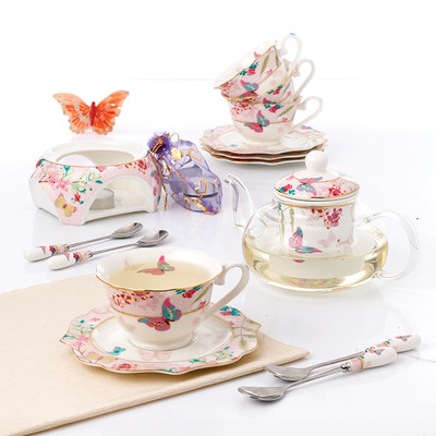 英式下午茶具欧式花茶茶具套装玻璃蜡烛加热煮水果花茶壶陶瓷茶杯