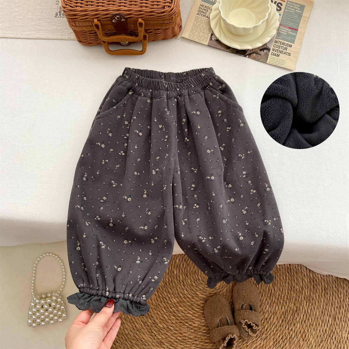 韩系舒适棉质加绒裤秋冬新品