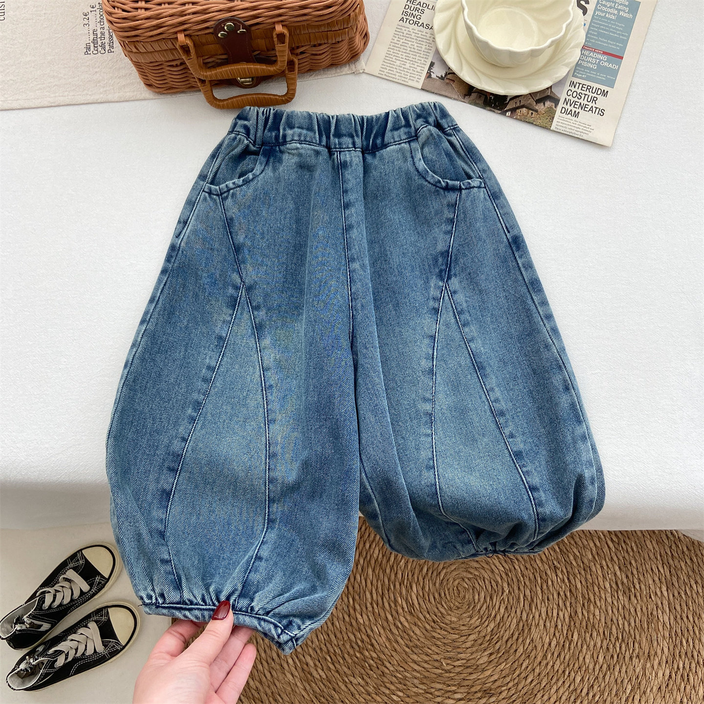 女童裤子2026新款春秋儿童韩系洋气牛仔裤时尚宽松休闲长裤灯笼裤,童装/婴儿装/亲子装,裤子,淘宝优惠券,粉丝福利购,淘宝优惠卷