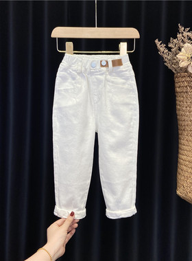 女童白色牛仔裤春秋季小童韩版洋气时髦休闲裤2岁3宝宝新款长裤潮