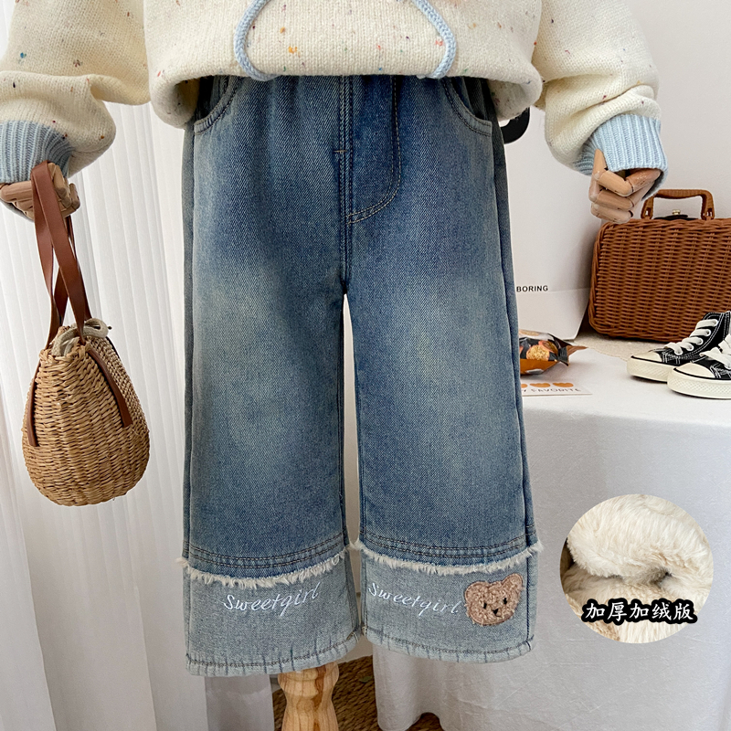 加厚加绒直筒裤保暖窄版长裤