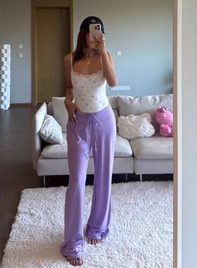 OGEX 《冰皮显瘦超模裤》低腰直筒宽松莫代尔多色休闲长裤夏季新