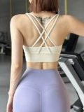 Бретели, спортивный бюстгальтер, нижнее белье, противоударный бюстгальтер пуш-ап для спортзала, быстросохнущая одежда для йоги, белый жилет