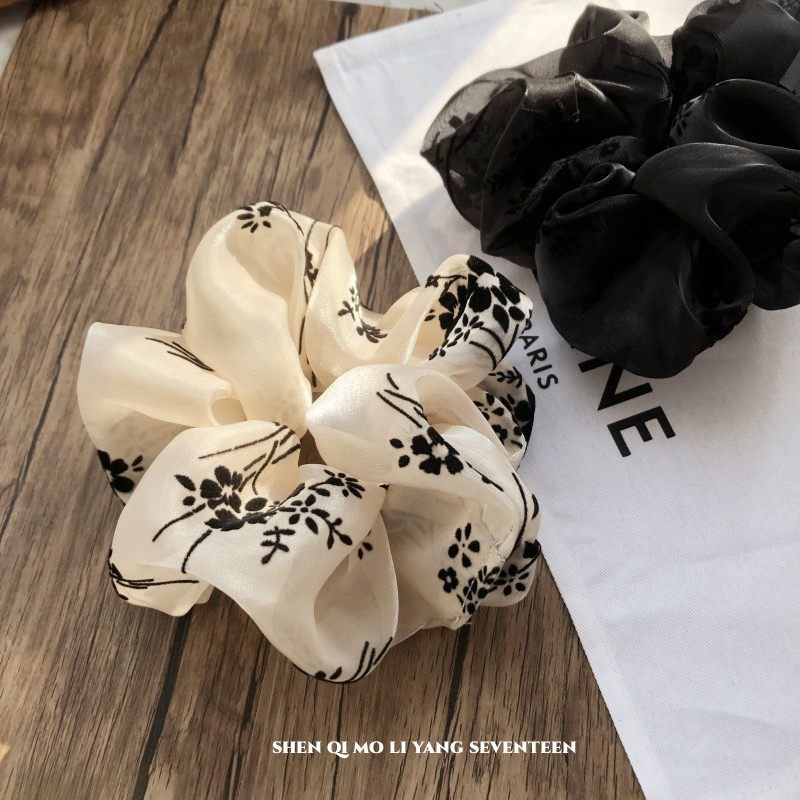 镜头感满分韩国复古植绒绣花网纱大肠发圈慵懒且随意的发绳