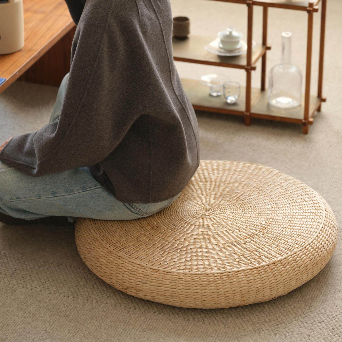 草编蒲团加厚坐垫家用客厅地上榻榻米坐垫打坐禅修垫茶道飘窗垫子,居家布艺,蒲团,淘宝优惠券,粉丝福利购,淘宝优惠卷