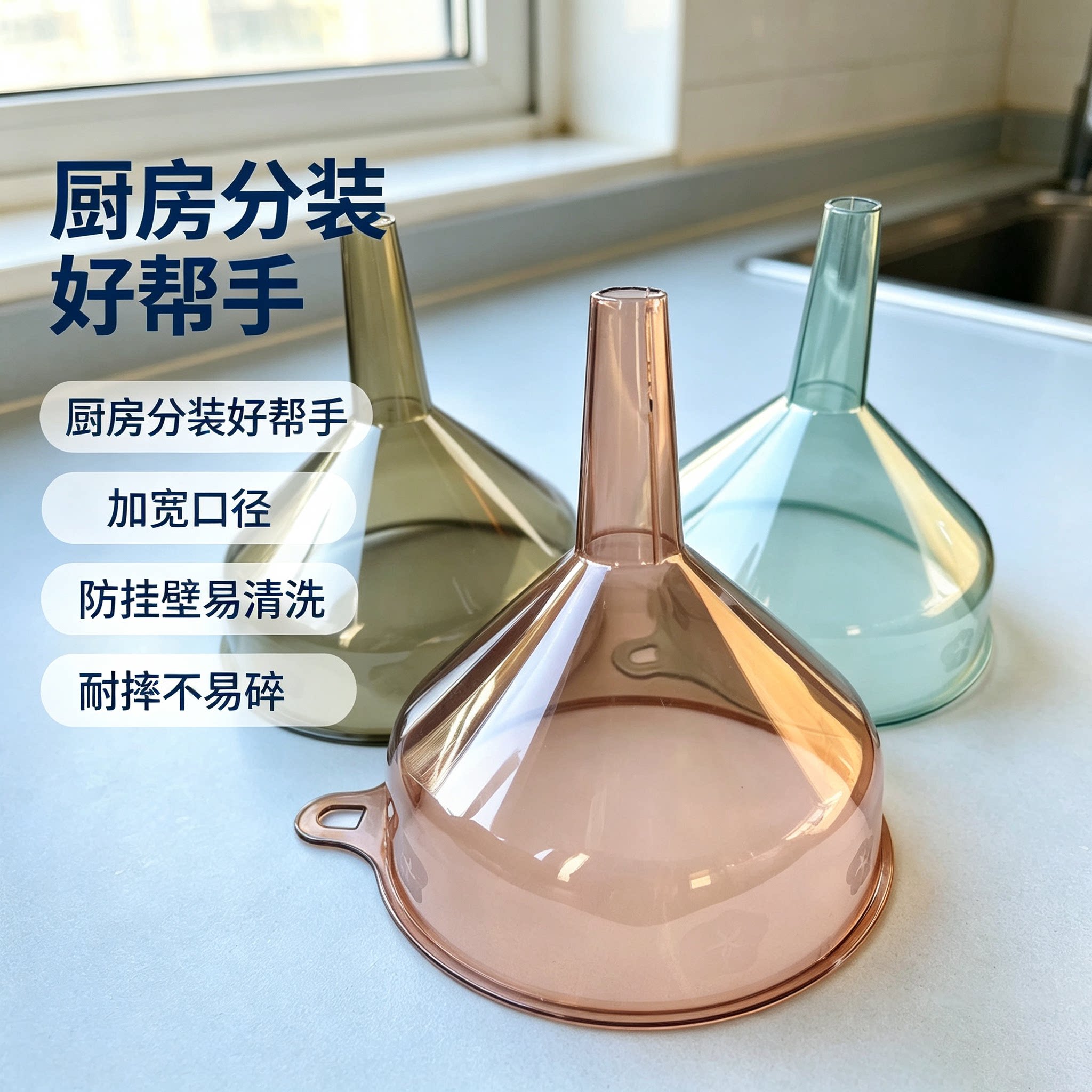 厨房加厚塑料挂孔分装漏斗灌酒