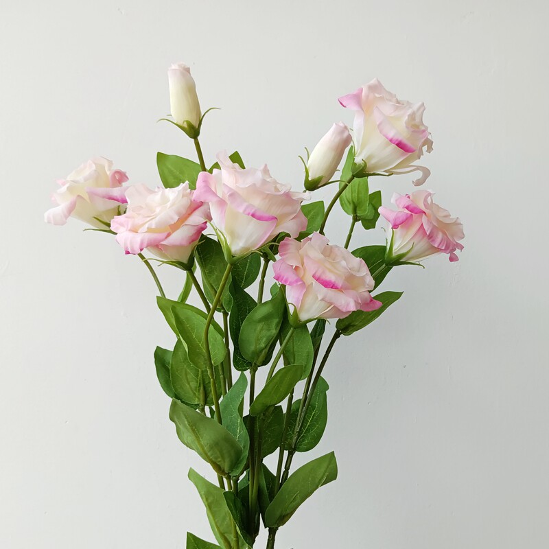 仿真花 桔梗花高品质手感保湿 家居装饰粉色花艺单枝假花道具网红