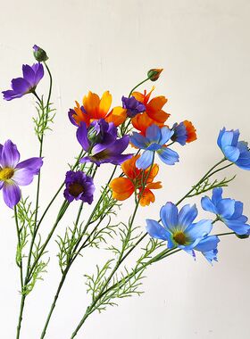 新款仿真花蓝色格桑花 高品质波斯菊 小清新装饰花束家居摆件假花