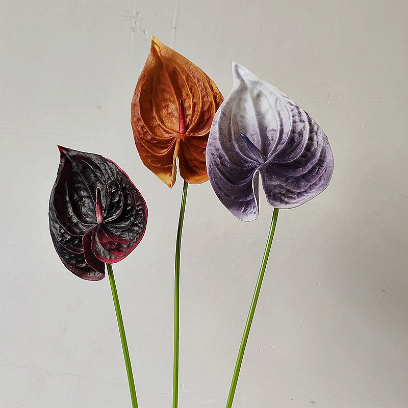 高品质粉掌仿真花pu手感假花红掌白掌绿掌设计师花艺花材家居装饰