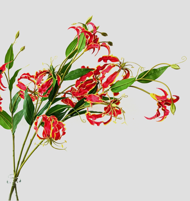 高质仿真花嘉兰火焰百合｜家居拍摄道具美陈插花中式玄关艺术插花