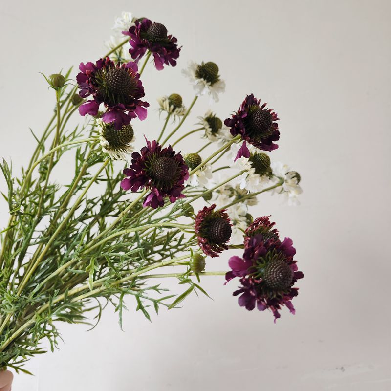 仿真花松虫草假花客厅高级感插花摆件轮峰菊花绢花装饰品插花摆设