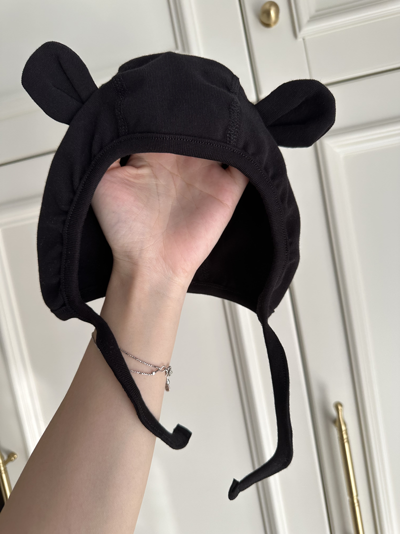 婴儿系带帽凹造型胎帽护脑门