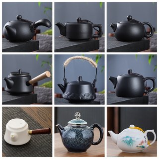 陶瓷功夫茶具禅风黑茶壶黑陶侧边壶泡茶壶小茶壶瓷器黑色功夫茶壶
