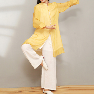 春夏七分袖太极服女飘逸新款上衣 中国风真丝太极拳练功服装