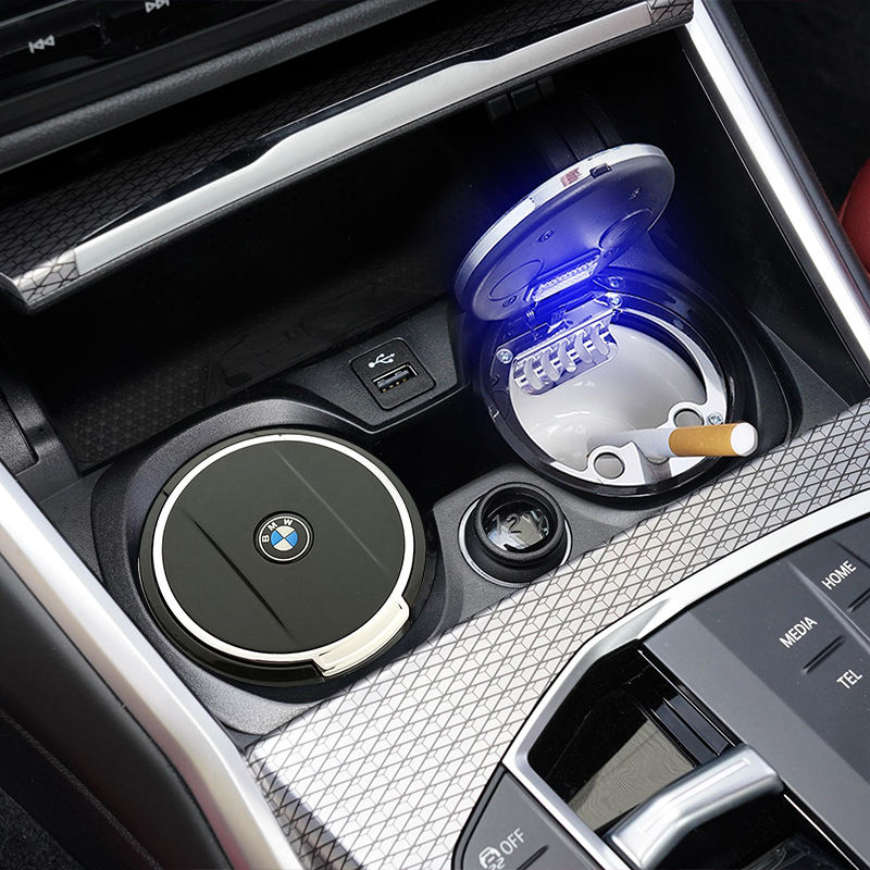 2025款宝马325Li 330i改装专用车载烟灰缸M运动LED发光多功能神器
