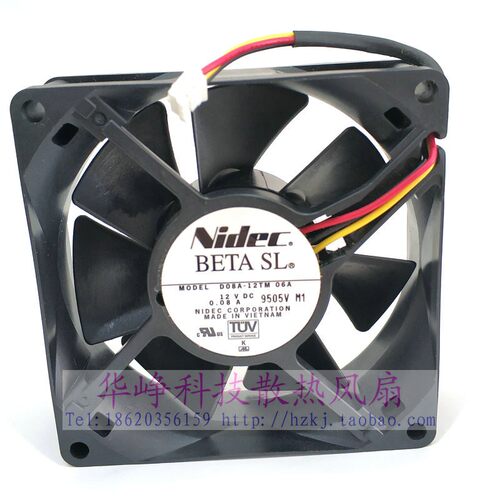 D08A-12TM 06A全新原装NIDEC 8025 12V 0.08a 3线静音散热风扇8CM