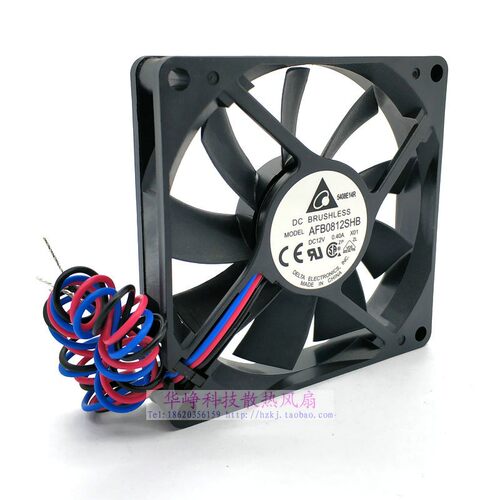 AFB0812SHB全新原装Delta/台达8015 12V 0.4A 8CM厘米2线散热风扇