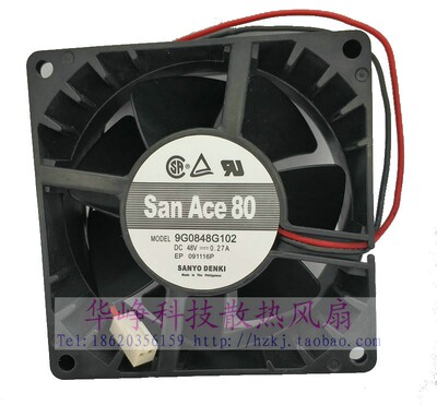SANYO/三洋8038 48V 0.27A 9G0848G102 2线双滚珠散热风扇8CM厘米