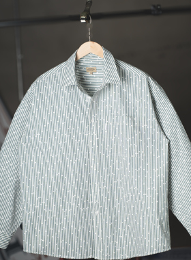 CITYDIVE Mottled-Dashed Striped 斑驳断线廓形条纹衬衫