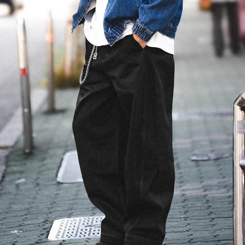 CITYDIVE Black Denim Jeans 弯刀牛仔裤 14oz阔腿黑色丹宁