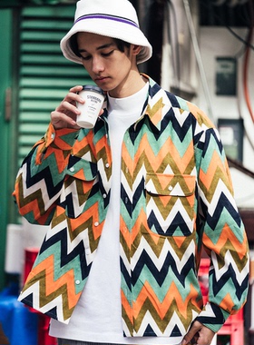 CITYDIVE ALOHA开领长袖衬衫 宽松复古印花图案