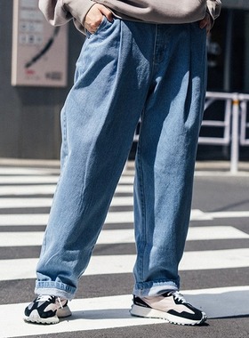 CITYDIVE 水洗牛仔裤日系街头潮流阔身长裤