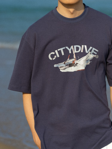 CITYDIVE Printing T-Shirt 重磅廓形帆船印花短袖T恤