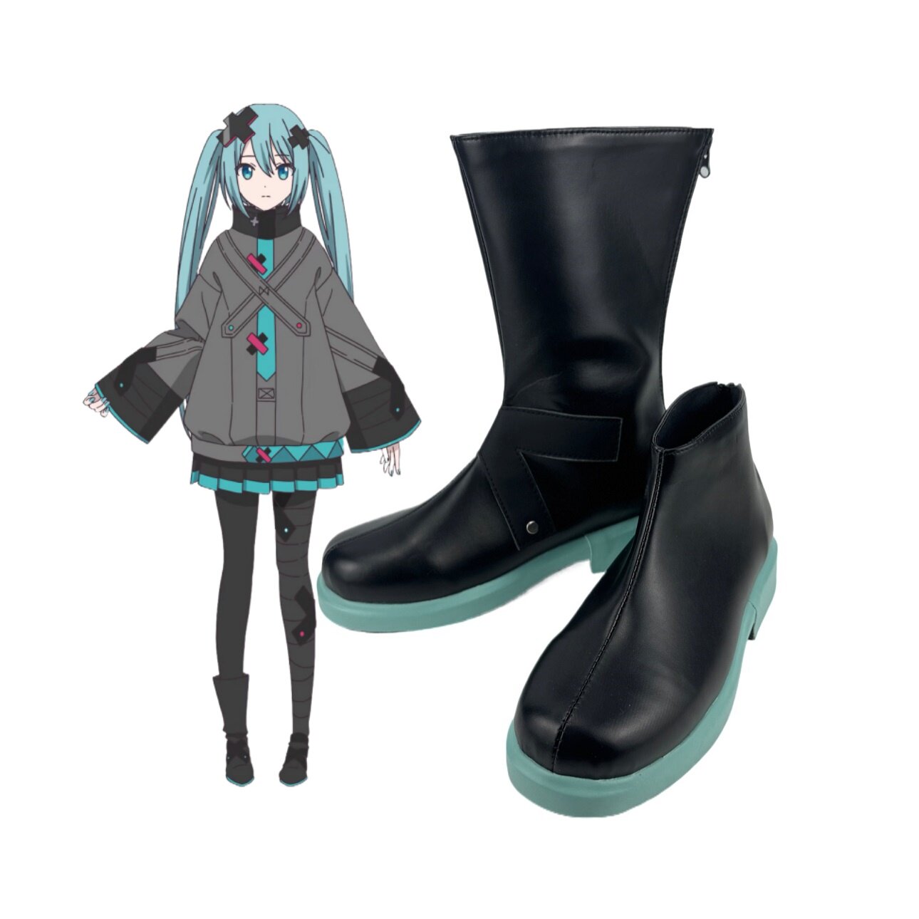 216初音未来剧场版cos鞋子定制动漫游戏道具cosplay靴子来图定做