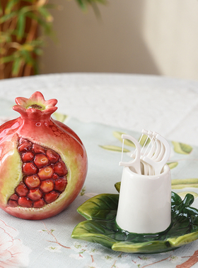 欧式陶瓷石榴牙签盒高档多功能牙签筒