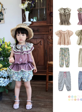 Shinyee▲Dua perla ss26春夏新款女童印花衬衫上衣休闲裤防蚊裤