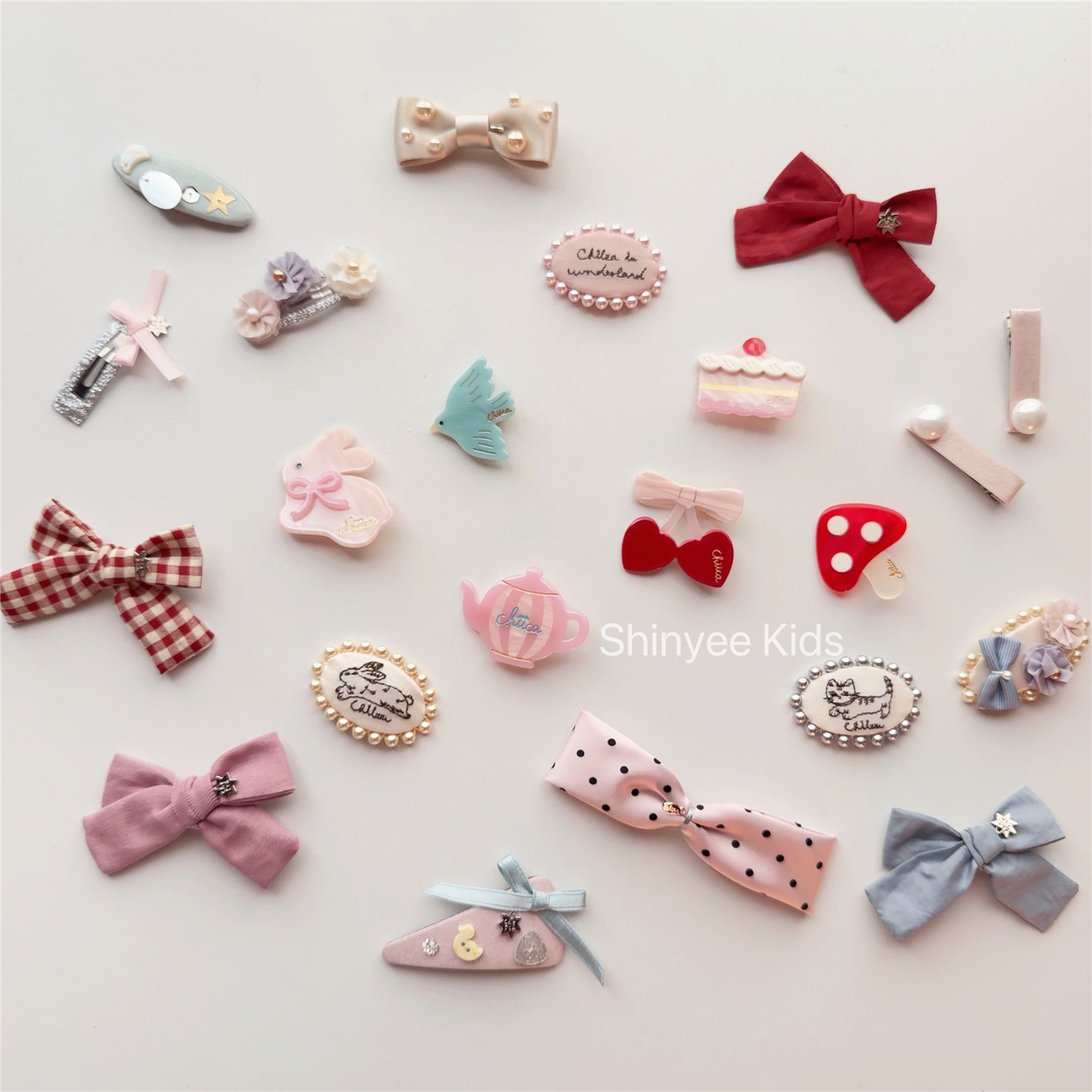 Shinyee▲chiica 爱丽丝 儿童手工发夹蝴蝶结发夹 樱桃珍珠发饰