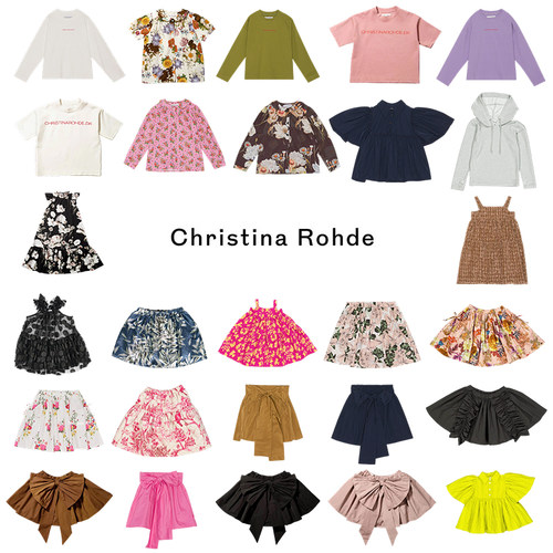 3折清仓 christina rohde儿童碎花长袖T恤短袖连衣裙蝴蝶结半身裙