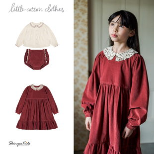 Shinyee▲Little cotton clothes aw24圣诞 儿童衬衫短裤连衣裙