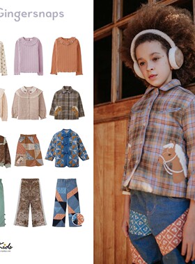 5ZShinyee▲gingersnaps aw25秋冬儿童针织衫衬衫T恤半裙外套裤子