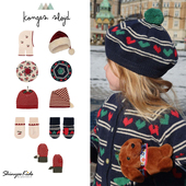 slojd 6ZShinyee konges aw25秋冬儿童针织帽子贝雷帽圣诞帽手套