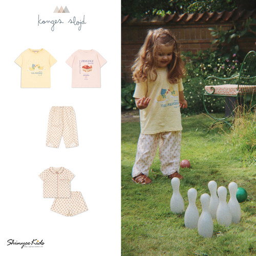 6ZShinyee▲konges slojd ss26女童短袖T恤上衣裤子家居服套装