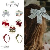 slojd 6ZShinyee konges aw25秋冬假日女童蝴蝶结樱桃发夹发箍