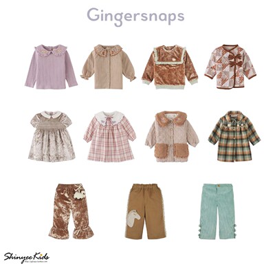 5ZShinyee▲gingersnaps aw25秋冬小童长袖T恤衬衫连衣裙外套长裤
