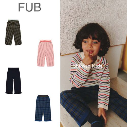 Shinyee▲FUB aw26秋冬新款儿童复古格纹针织裤休闲直筒裤长裤