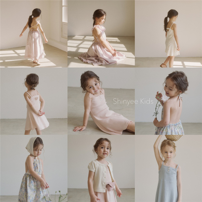 Shinyee▲inne ss25女童短袖开衫T恤 吊带裙 度假风露背连衣裙