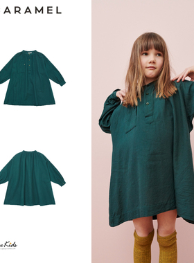 Shinyee▲caramel 秋冬儿童绿色衬衫裙连衣裙