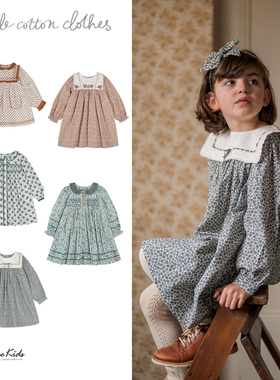 Shinyee▲Little cotton clothes aw24儿童英伦风碎花连衣裙