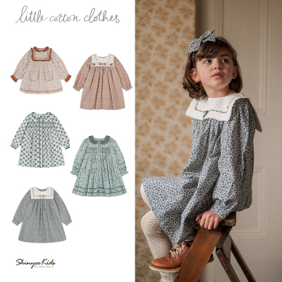Shinyee▲Little cotton clothes aw24儿童英伦风碎花连衣裙