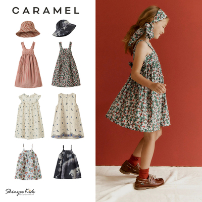 Shinyee▲caramel ss26春夏新款女童印花连衣裙吊带裙背心裙帽子