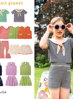 5ZShinyee▲knit planet ss25儿童领结领针织T恤背心休闲裤半裙