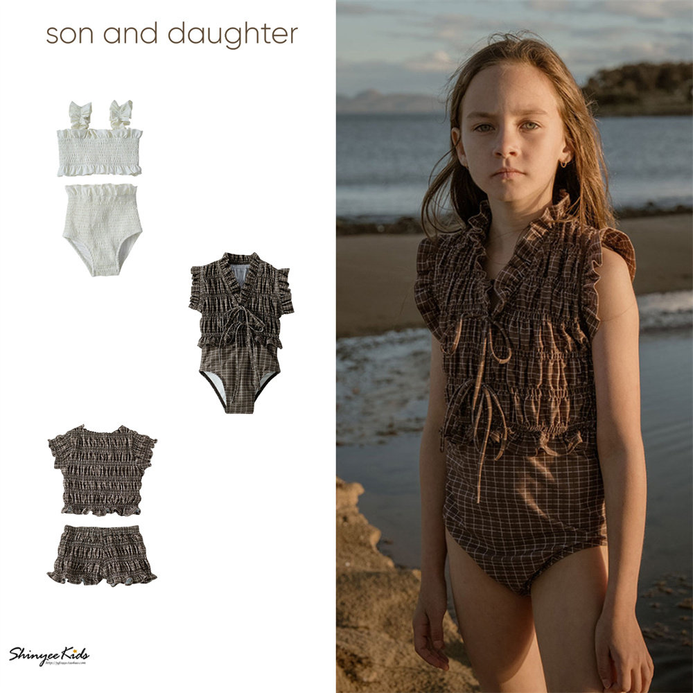 7ZShinyee▲son and daughter ss26春夏女童花边泳衣泳裤套装 - 实物图